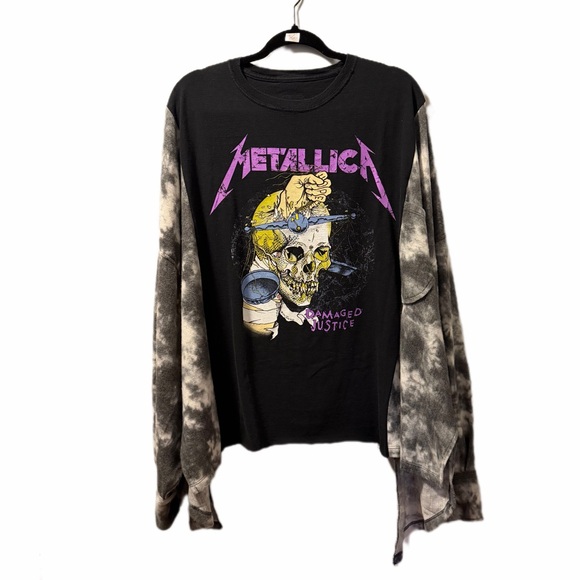 Upcycled Tops - Metallica upcycle tie dye sweater sides oversized